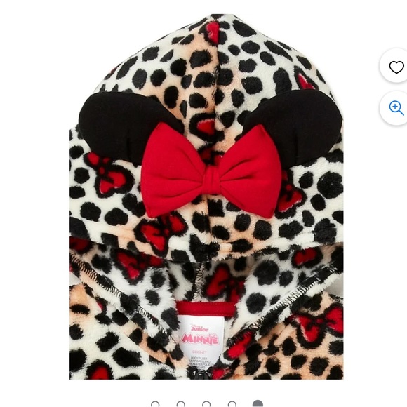 Minnie Mouse Toddler Girls Leopard Fleece Hooded Jacket, Size 3T - Picture 3 of 7